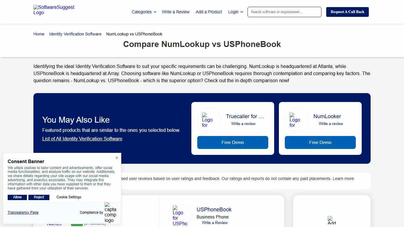 Compare NumLookup vs USPhoneBook in January 2026
